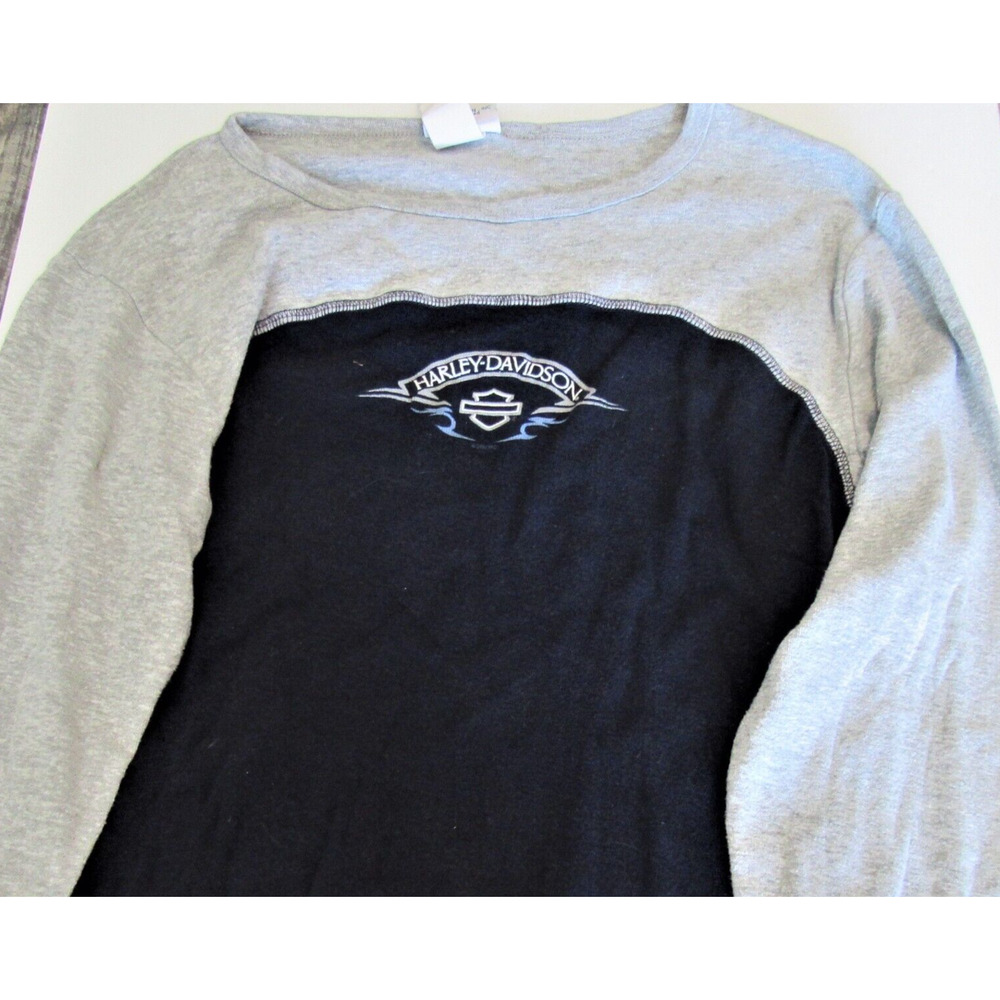 Harley Davidson Long Sleeve T-Shirt Youth Large Motorcycle Gray Chicago H-D